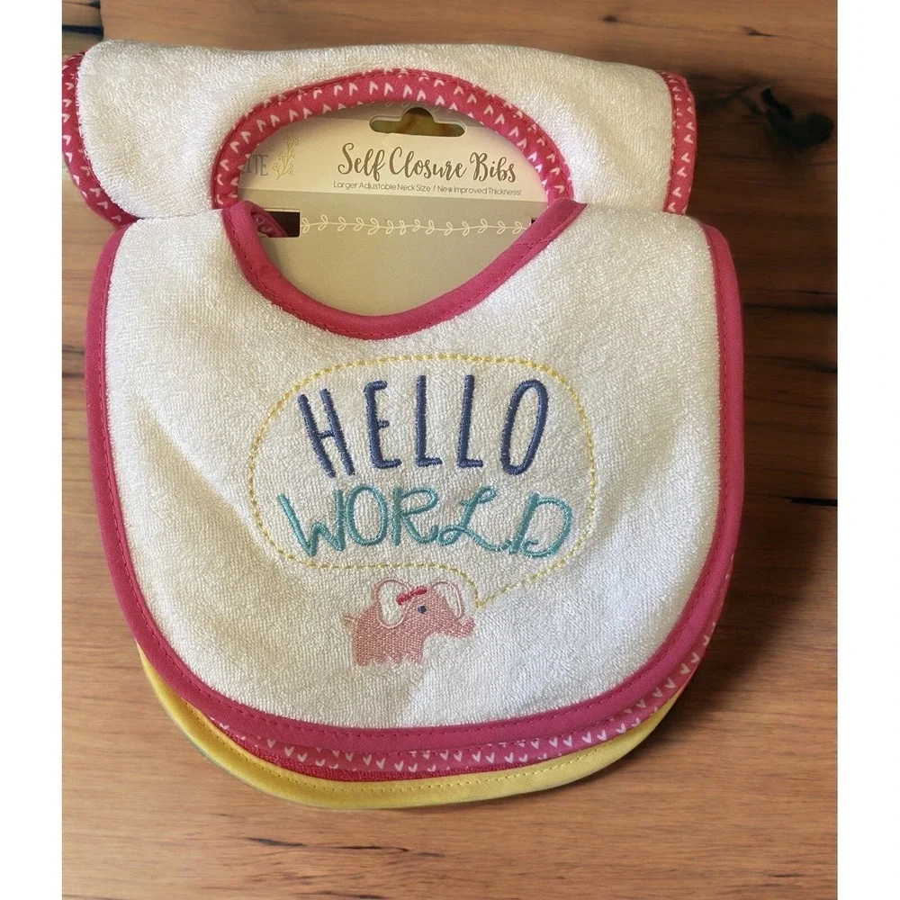 New Infant Baby Girls Le Bebe 4 Pack Bibs